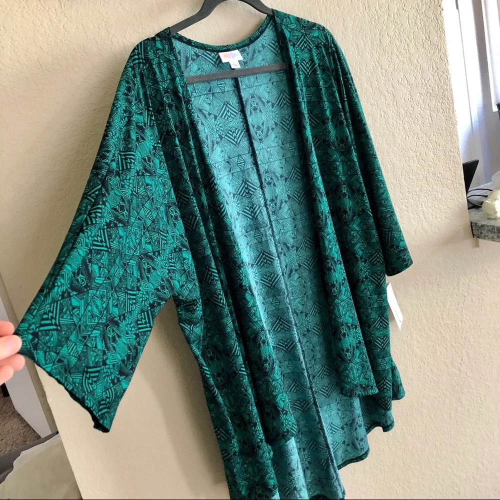 LuLaRoe Teal Patterned Cardigan - Picture 2 of 7